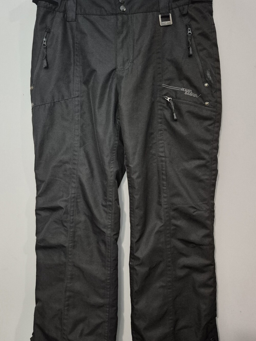 Ocean & Earth Black Insulated Snow Pants Womens LG Quilted Bird Print Lining